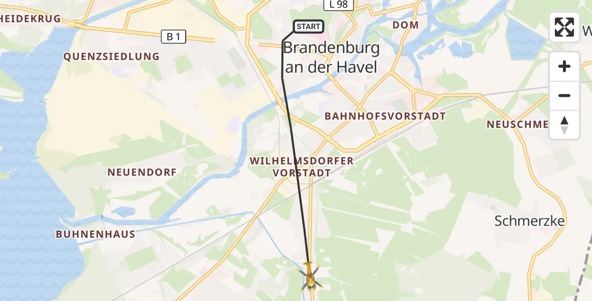 Flugroute Rettungshubschrauber Brandenburg an der Havel - Brandenburg an der Havel, 27 April 2026, 09:31