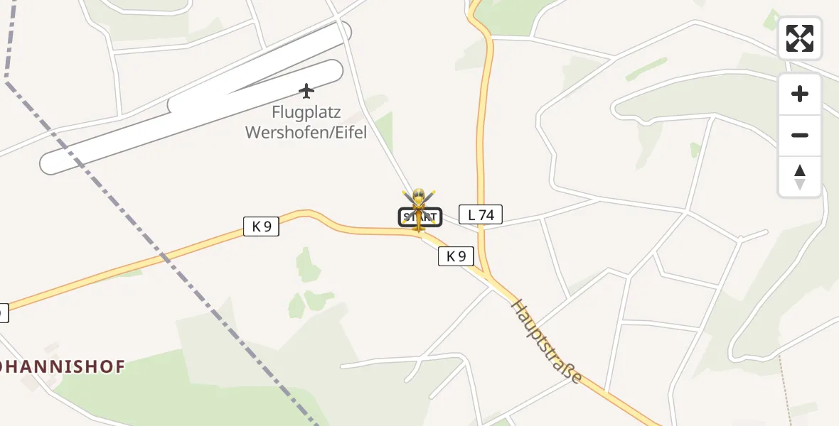 Flugroute Rettungshubschrauber Wershofen - Wershofen/Eifel Flugplatz, 27 April 2026, 09:32