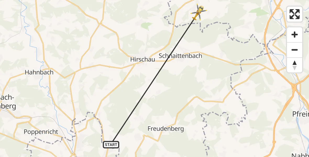 Flugroute Rettungshubschrauber Freudenberg - Kohlberg, 27 April 2026, 09:32