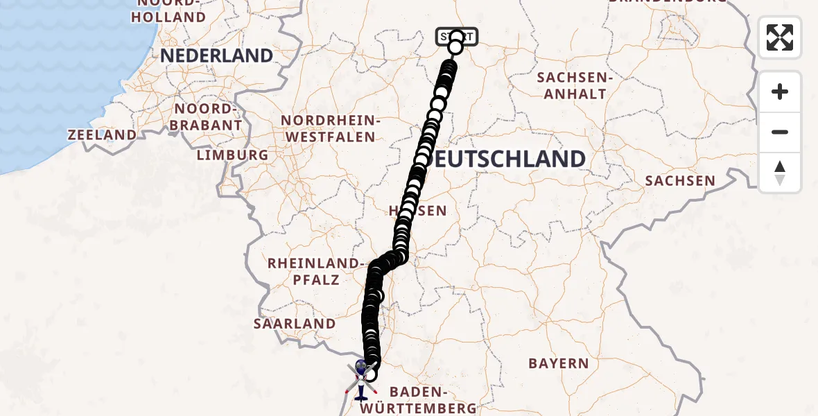 Flugroute Polizeihubschrauber Flughafen Hannover - Rheinmünster, 27 April 2026, 09:32