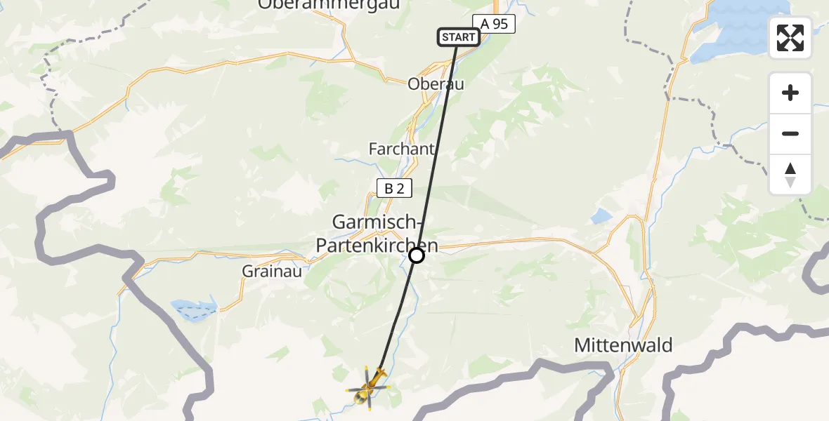 Flugroute Rettungshubschrauber Eschenlohe - Garmisch-Partenkirchen, 27 April 2026, 09:36