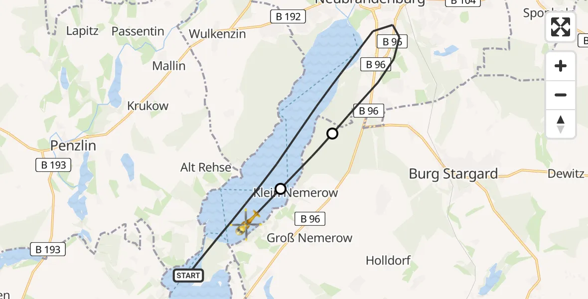 Flugroute Rettungshubschrauber Neubrandenburg - Neubrandenburg, 27 April 2026, 09:45