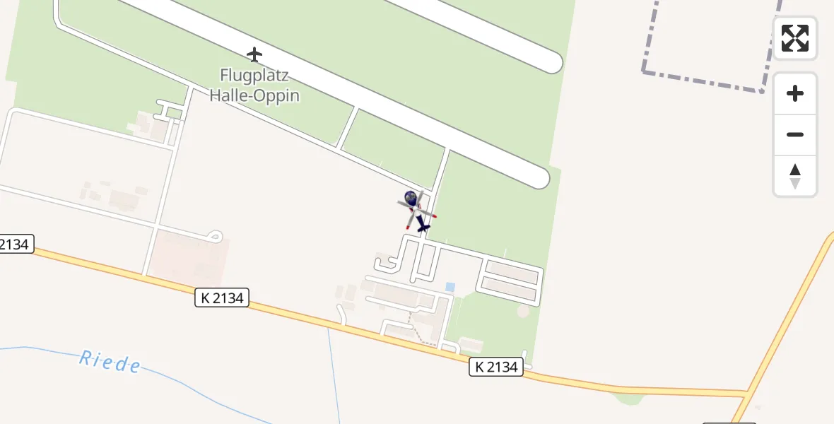 Flugroute Polizeihubschrauber Halle-Oppin Flugplatz - Halle-Oppin Flugplatz, 27 April 2026, 10:08
