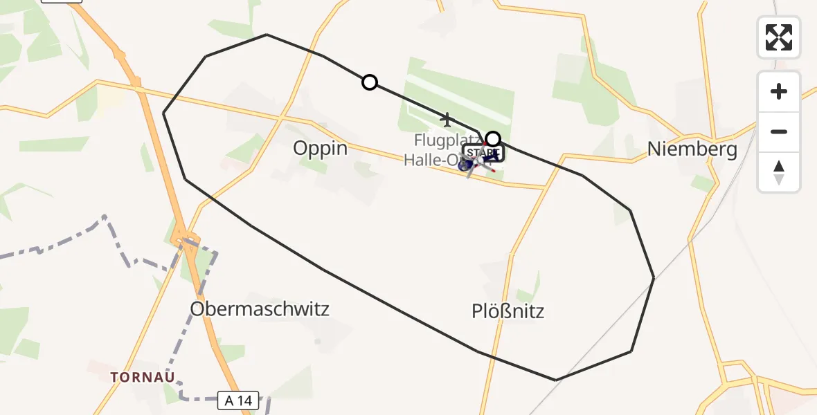 Flugroute Polizeihubschrauber Halle-Oppin Flugplatz - Halle-Oppin Flugplatz, 27 April 2026, 10:20