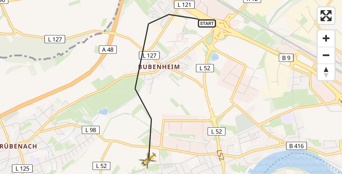 Flugroute Rettungshubschrauber Koblenz - Koblenz, 27 April 2026, 10:47