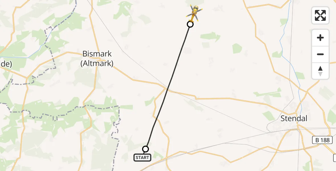 Flugroute Rettungshubschrauber Stendal - Rochau, 27 April 2026, 11:08