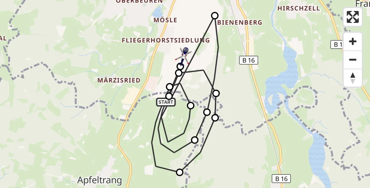 Flugroute Polizeihubschrauber Ruderatshofen - Kaufbeuren Militärflugplatz, 27 April 2026, 11:10