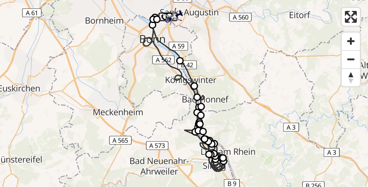 Flugroute Polizeihubschrauber Sankt Augustin - Sankt Augustin, 27 April 2026, 11:11