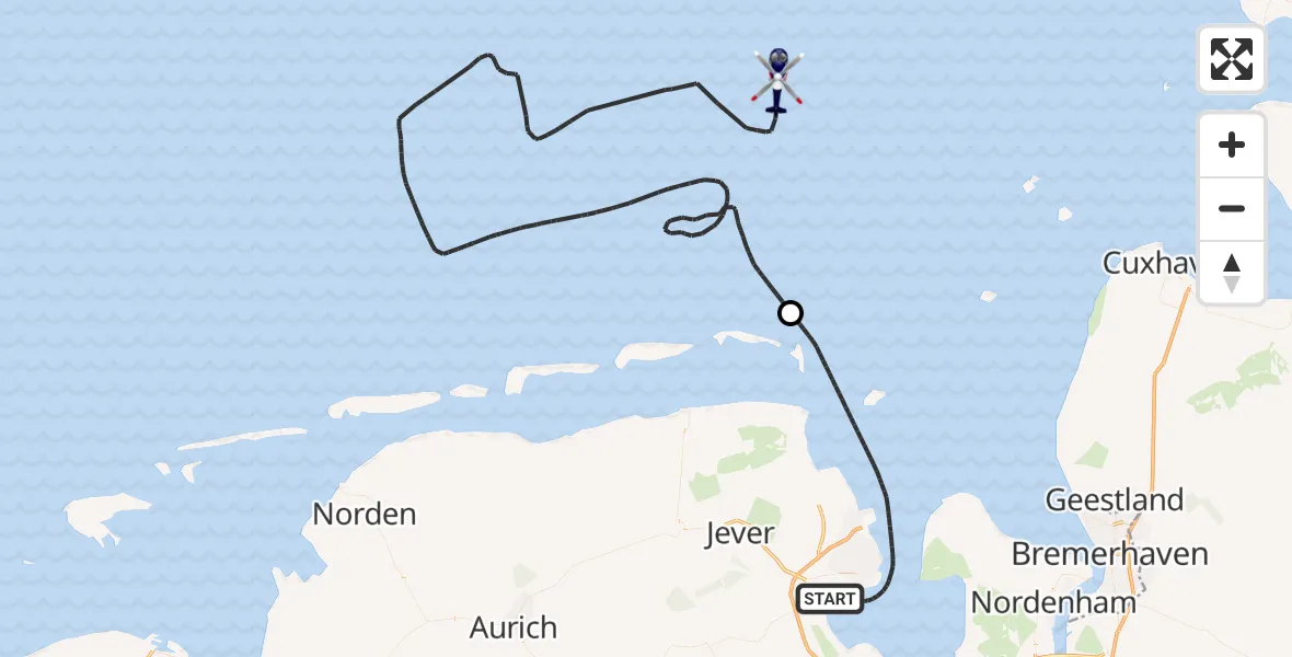 Flugroute Polizeihubschrauber Wilhelmshaven - Noordzee, 27 April 2026, 11:26
