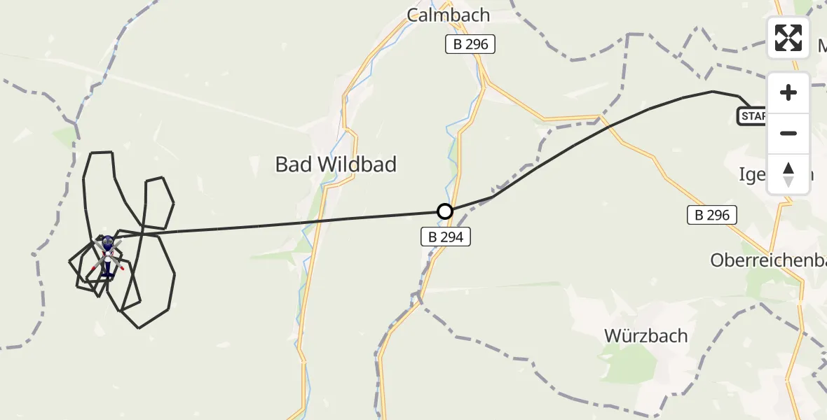 Flugroute Polizeihubschrauber Oberreichenbach - Bad Wildbad, 27 April 2026, 11:27