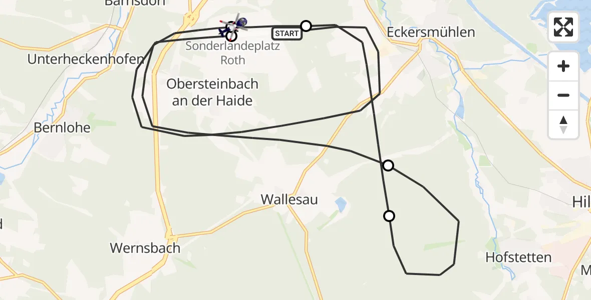 Flugroute Polizeihubschrauber Roth - Flugplatz Roth, 27 April 2026, 11:45