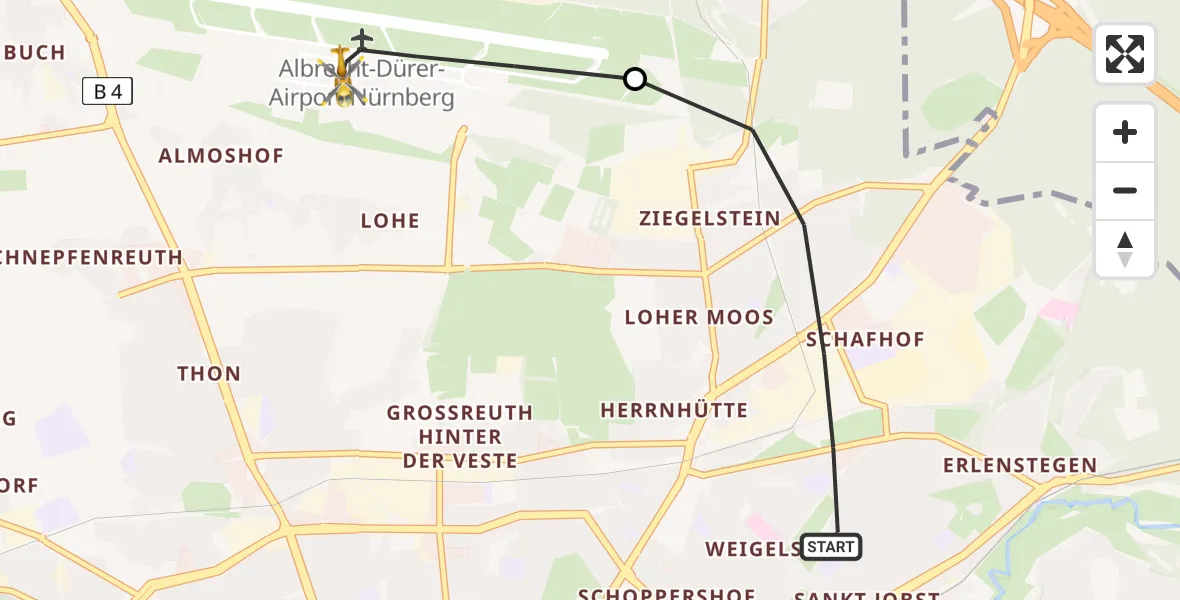 Flugroute Rettungshubschrauber Nürnberg - Flughafen Nuremberg, 27 April 2026, 11:49
