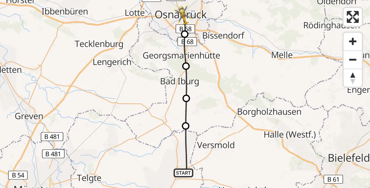 Flugroute Ambulanzhubschrauber Sassenberg - Osnabrück, 27 April 2026, 11:49
