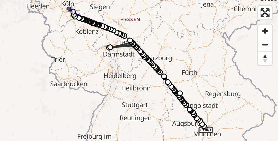 Flugroute Polizeihubschrauber Oberschleißheim - Sankt Augustin, 27 April 2026, 12:02