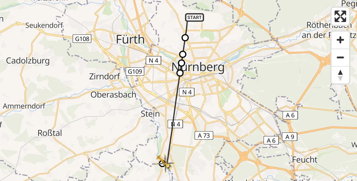 Flugroute Rettungshubschrauber Flughafen Nuremberg - Nürnberg, 27 April 2026, 12:26