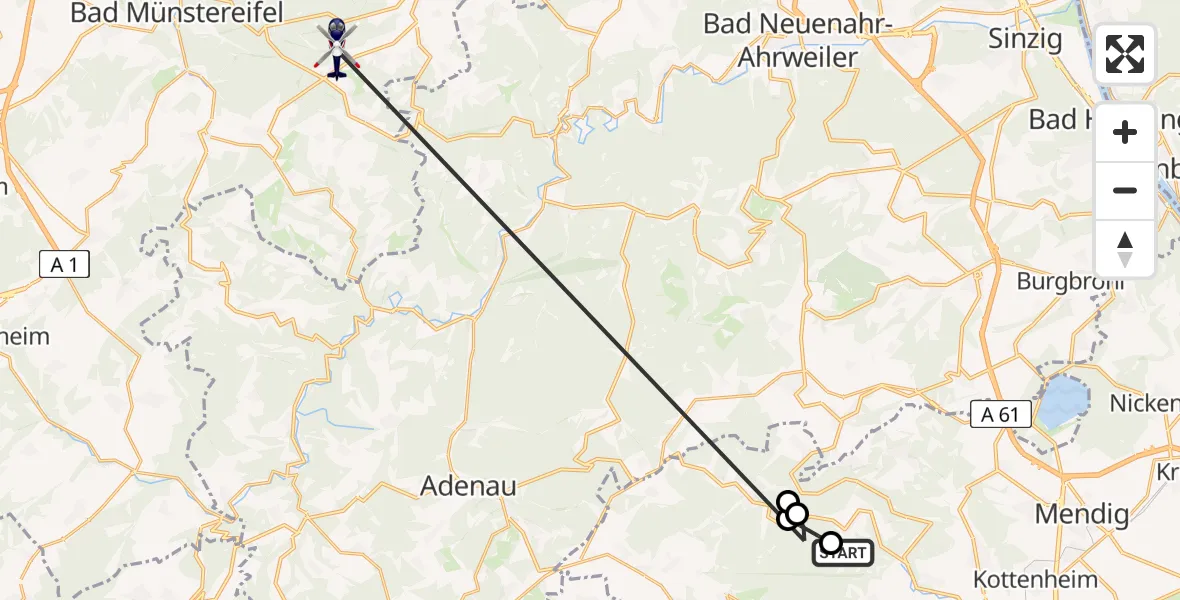 Flugroute Polizeihubschrauber Mayen - Bad Münstereifel, 27 April 2026, 12:34