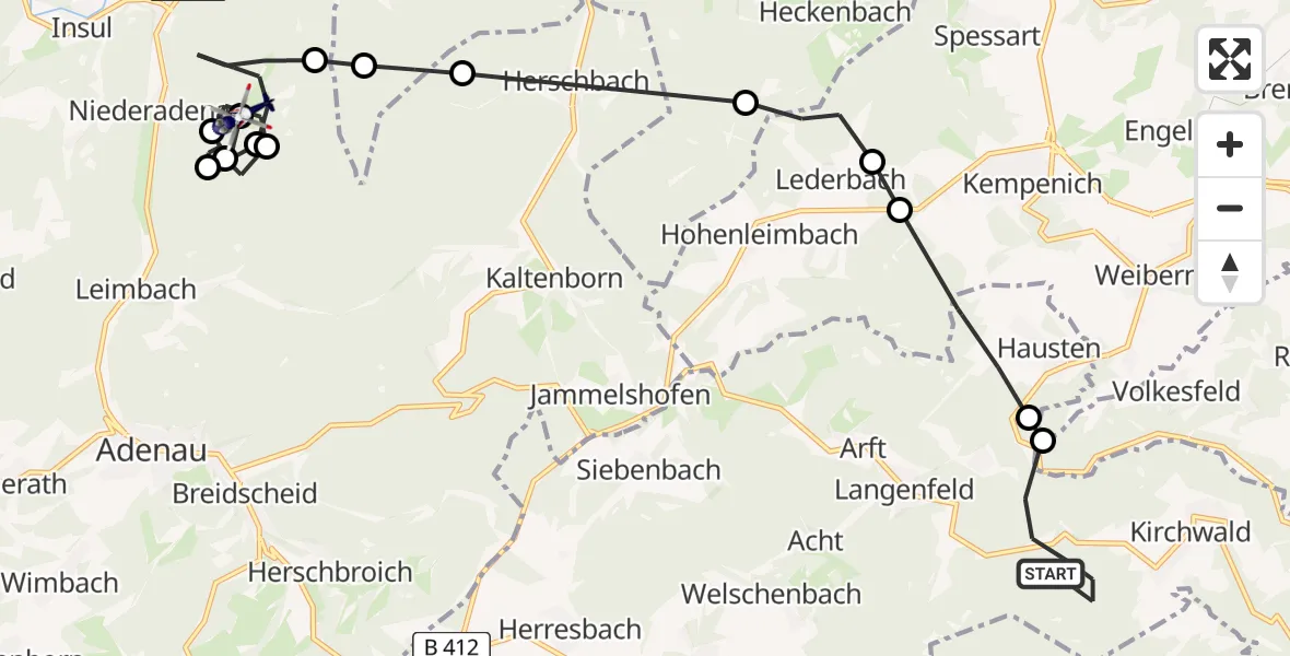 Flugroute Polizeihubschrauber Kirchwald - Dümpelfeld, 27 April 2026, 12:46