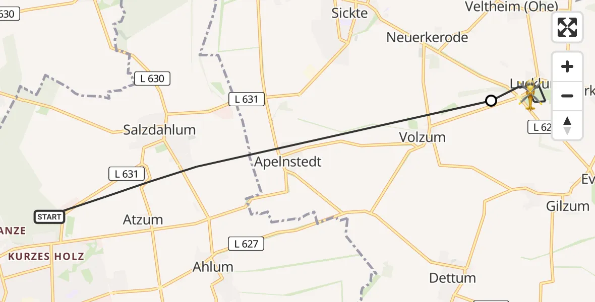Flugroute Rettungshubschrauber Wolfenbüttel - Erkerode, 27 April 2026, 12:56