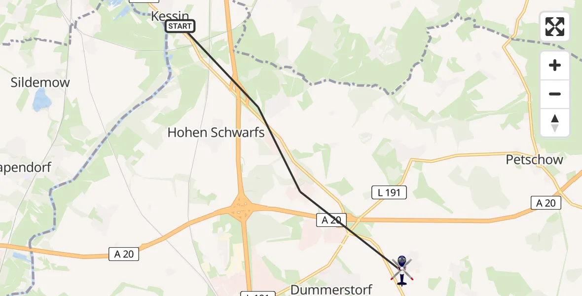 Flugroute Polizeihubschrauber Dummerstorf - Dummerstorf, 27 April 2026, 13:46