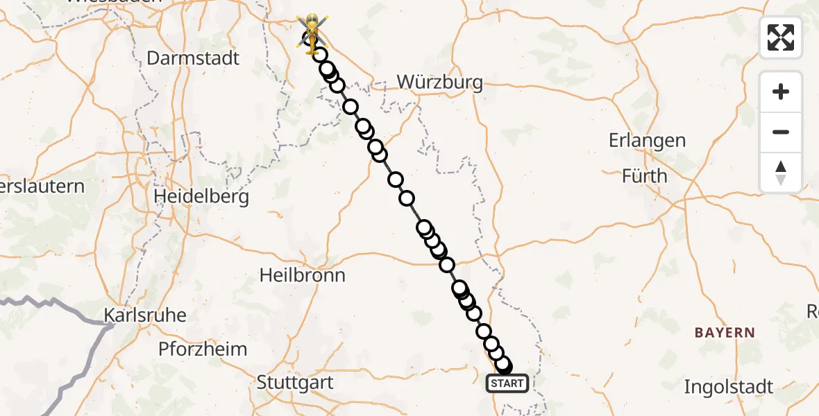 Flugroute Ambulanzhubschrauber Neresheim - Bessenbach, 27 April 2026, 13:53