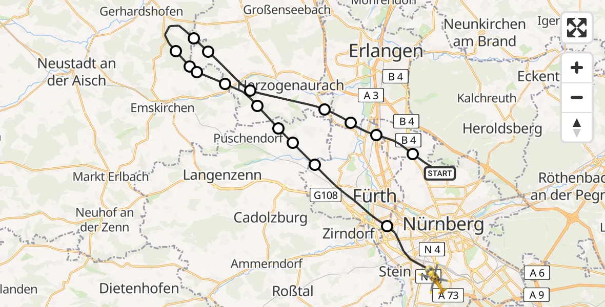 Flugroute Rettungshubschrauber Flughafen Nuremberg - Nürnberg, 27 April 2026, 13:55