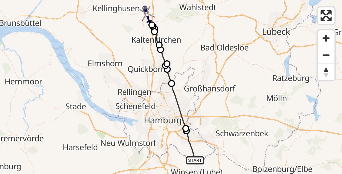Flugroute Polizeihubschrauber Hamburg - Bad Bramstedt, 27 April 2026, 14:26