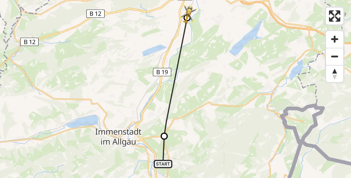 Flugroute Rettungshubschrauber Burgberg i.Allgäu - Waltenhofen, 27 April 2026, 14:39