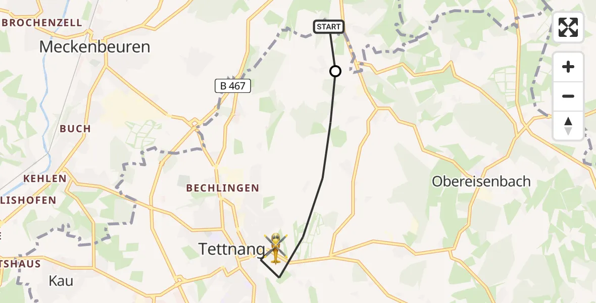 Flugroute Rettungshubschrauber Meckenbeuren - Tettnang, 27 April 2026, 15:12