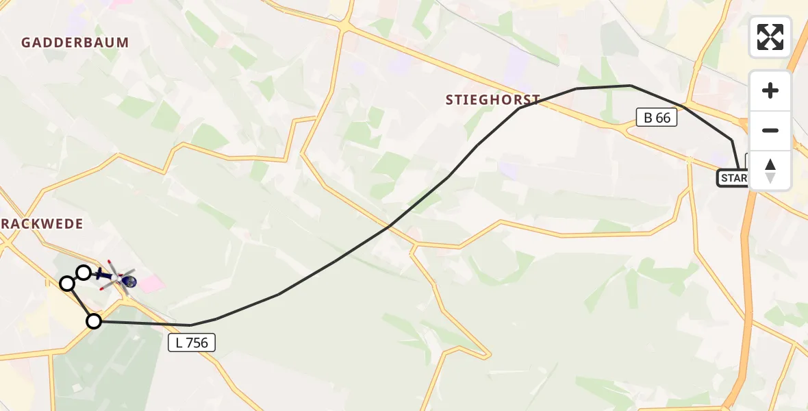 Flugroute Polizeihubschrauber Bielefeld - Luftrettungszentrum Bielefeld, 27 April 2026, 15:28