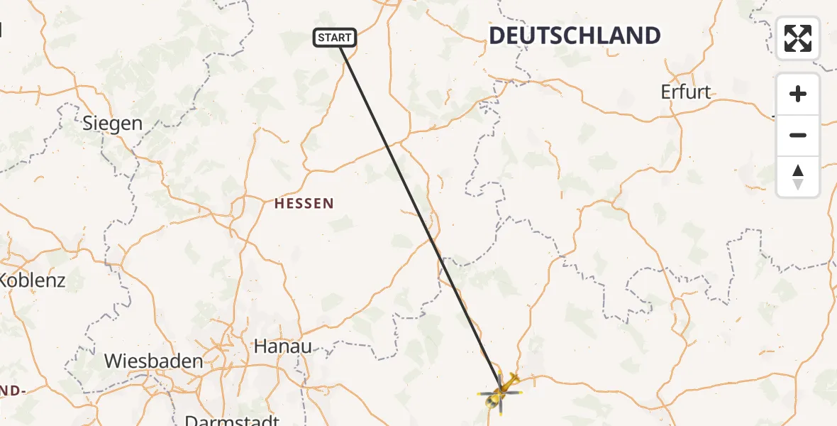 Flugroute Rettungshubschrauber Edertal - Werneck, 27 April 2026, 15:54