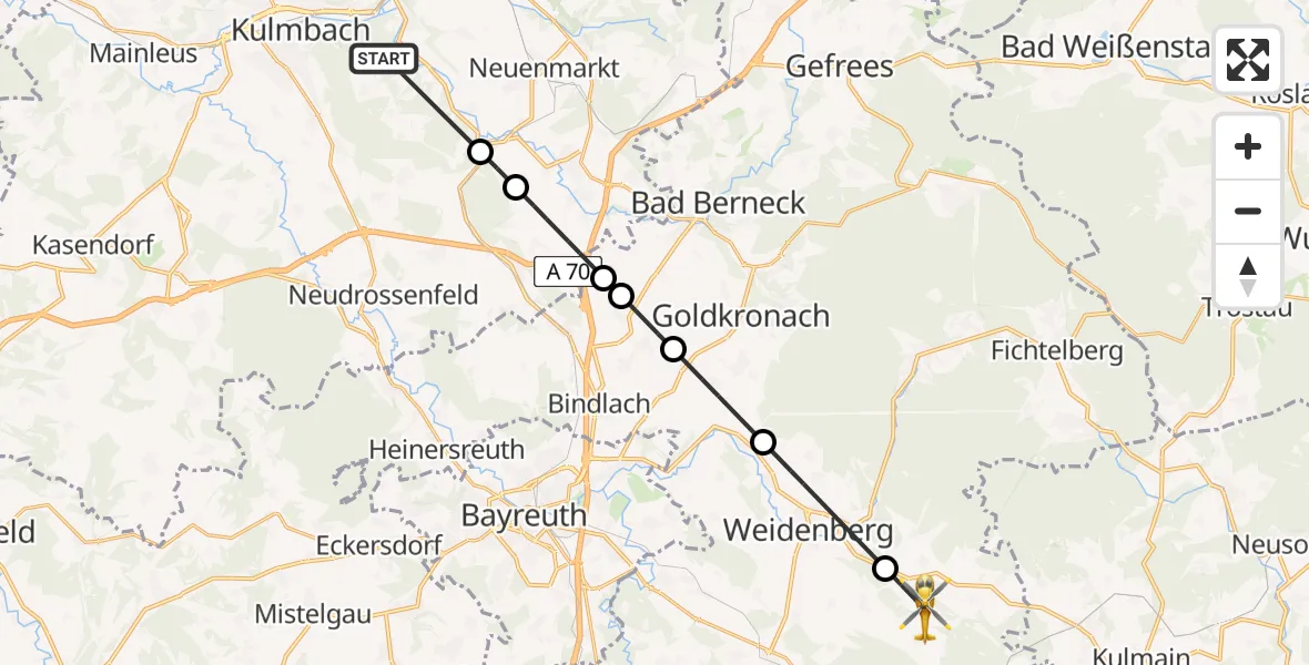 Flugroute Rettungshubschrauber Ködnitz - Kirchenpingarten, 27 April 2026, 16:29