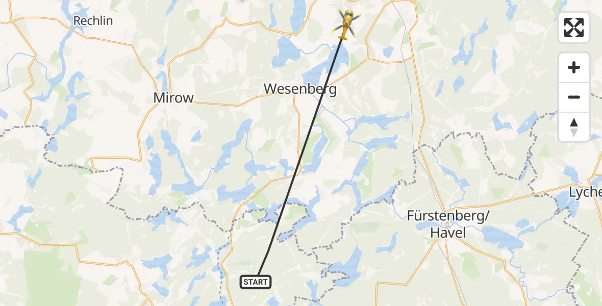 Flugroute Rettungshubschrauber Rheinsberg - Userin, 27 April 2026, 16:57