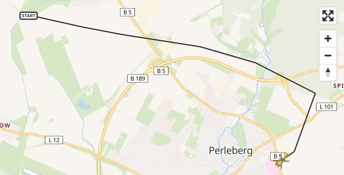 Flugroute Rettungshubschrauber Perleberg - Perleberg, 27 April 2026, 17:18