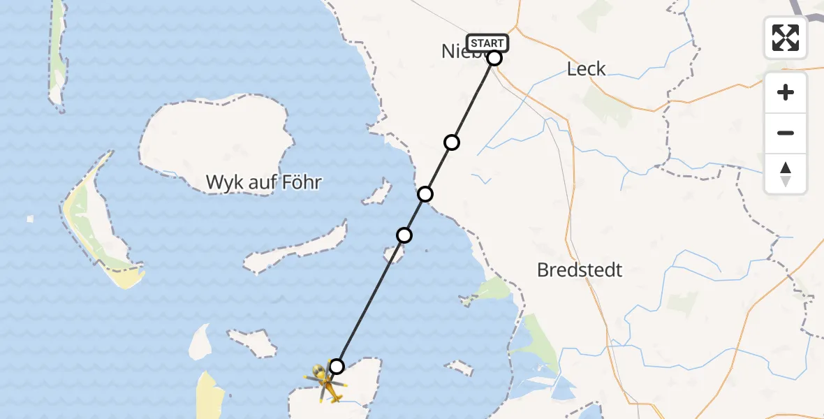 Flugroute Rettungshubschrauber Niebüll - Pellworm, 27 April 2026, 17:51