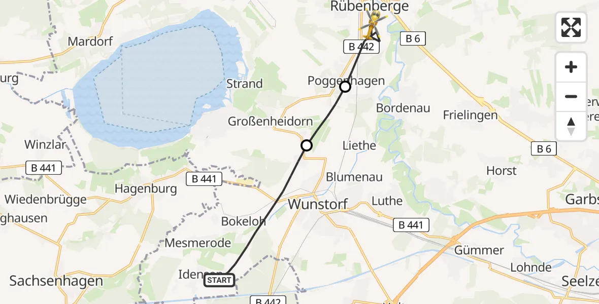Flugroute Rettungshubschrauber Wunstorf - Neustadt am Rübenberge, 27 April 2026, 18:17
