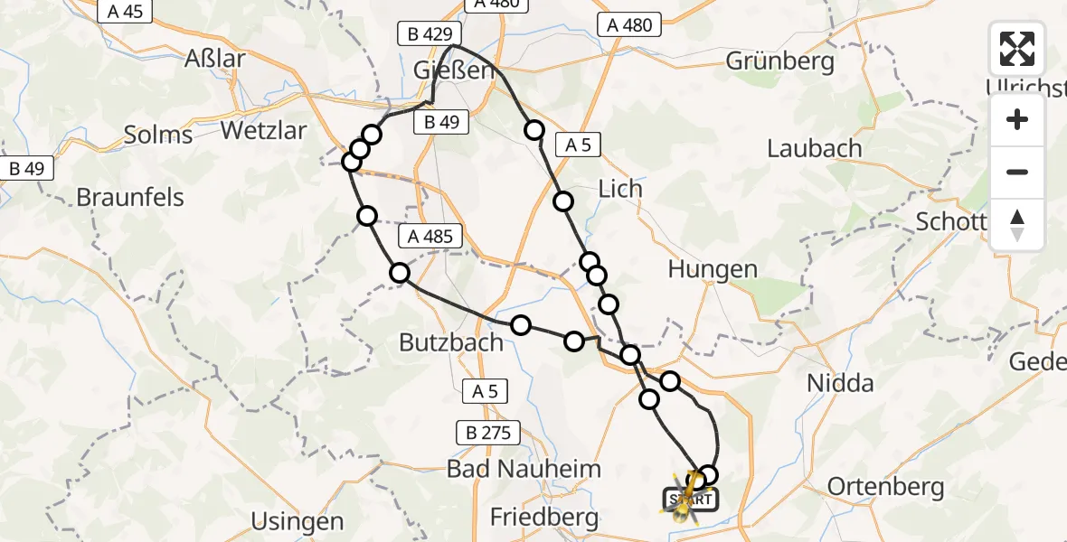 Flugroute Ambulanzhubschrauber Reichelsheim (Wetterau) - Reichelsheim (Wetterau), 27 April 2026, 19:07