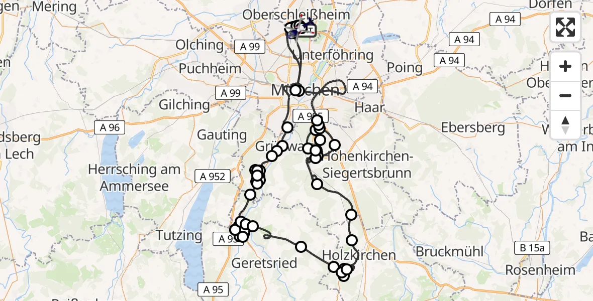 Flugroute Polizeihubschrauber Oberschleißheim - Oberschleißheim, 27 April 2026, 20:02