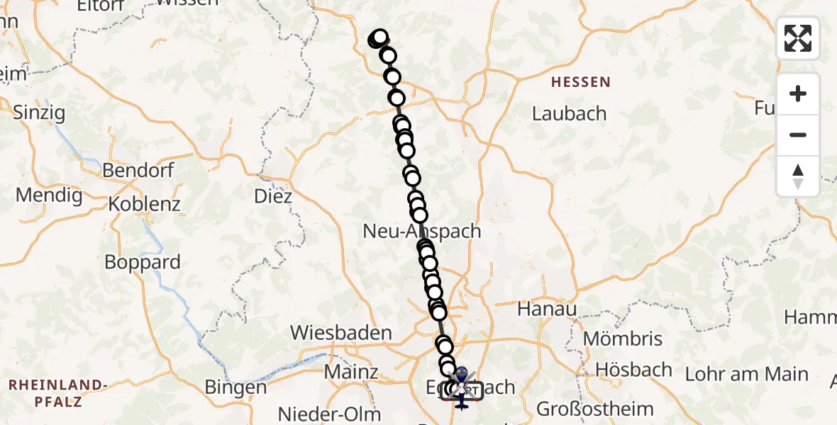 Flugroute Polizeihubschrauber Flughafen Frankfurt-Egelsbach - Flughafen Frankfurt-Egelsbach, 28 April 2026, 00:27