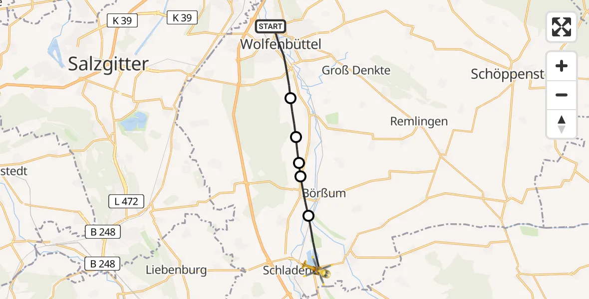 Flugroute Rettungshubschrauber Wolfenbüttel - Schladen-Werla, 28 April 2026, 05:02