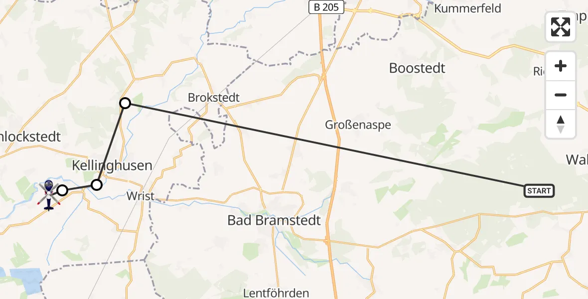 Flugroute Polizeihubschrauber Buchholz (Forstgutsbez.) - Wittenbergen, 28 April 2026, 05:10