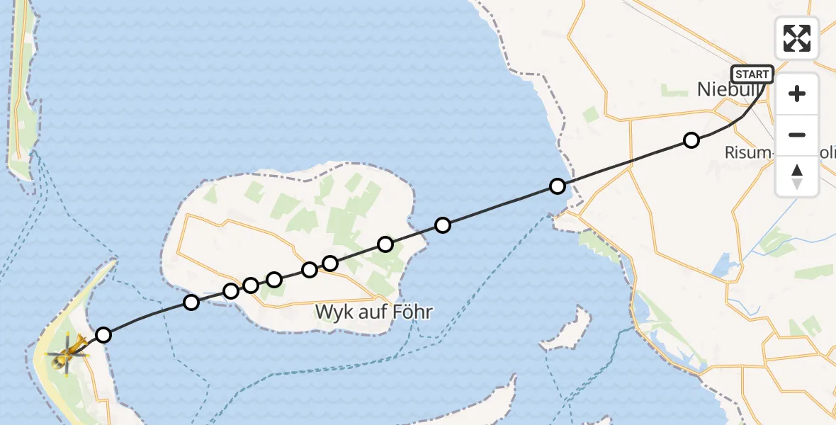 Flugroute Rettungshubschrauber Niebüll - Norddorf auf Amrum, 28 April 2026, 05:36