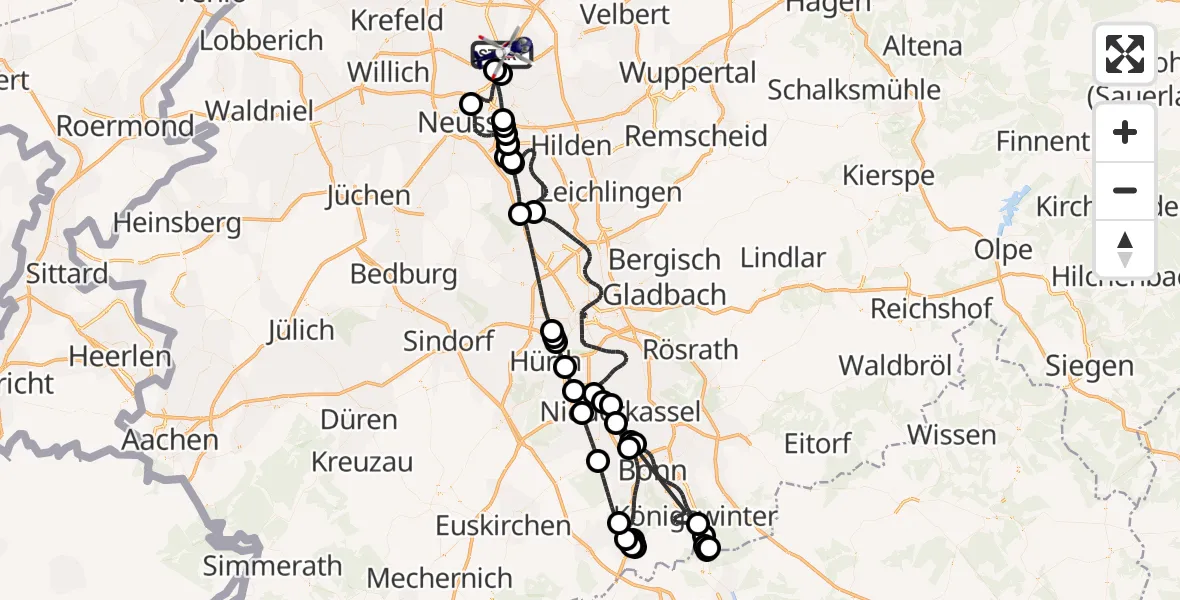 Flugroute Polizeihubschrauber Düsseldorf Flughafen - Düsseldorf Flughafen, 28 April 2026, 07:16