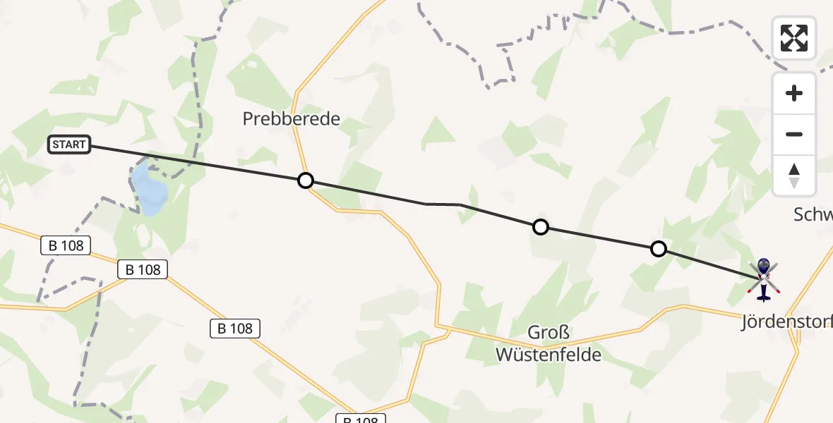 Flugroute Polizeihubschrauber Laage - Jördenstorf, 28 April 2026, 07:54