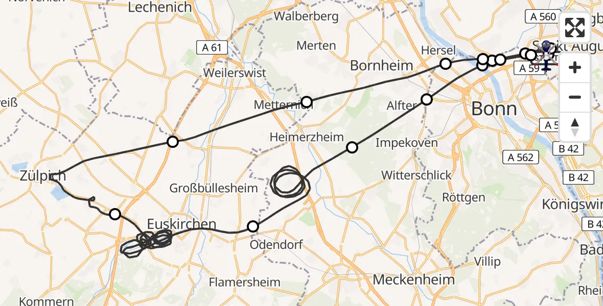 Flugroute Polizeihubschrauber Sankt Augustin - Sankt Augustin, 28 April 2026, 08:12
