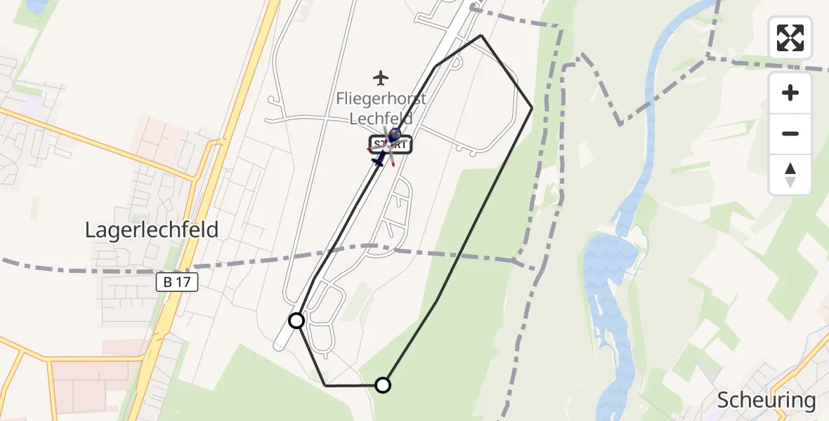 Flugroute Polizeihubschrauber Lechfeld Militärflugplatz - Lechfeld Militärflugplatz, 28 April 2026, 08:14