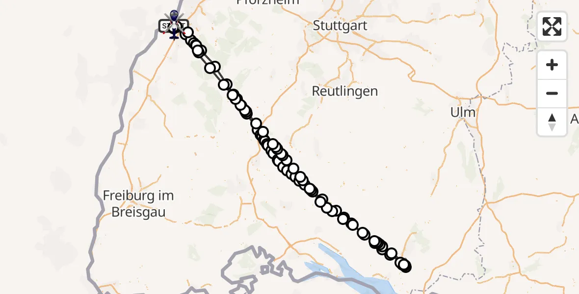 Flugroute Polizeihubschrauber Karlsruhe Baden-Baden Flughafen - Karlsruhe Baden-Baden Flughafen, 28 April 2026, 08:15