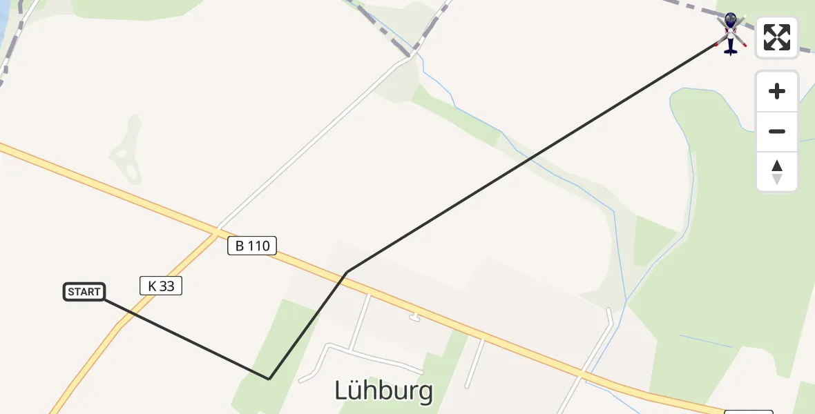 Flugroute Polizeihubschrauber Walkendorf - Behren-Lübchin, 28 April 2026, 08:18
