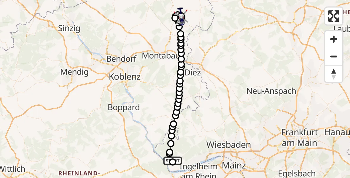 Flugroute Polizeihubschrauber Eibinger Forstwiese Flugplatz - Ailertchen Flugplatz, 28 April 2026, 08:21