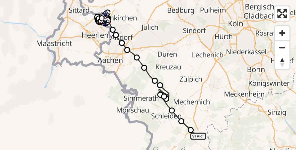 Flugroute Polizeihubschrauber Blankenheim - Militärflugplatz Geilenkirchen, 28 April 2026, 08:28