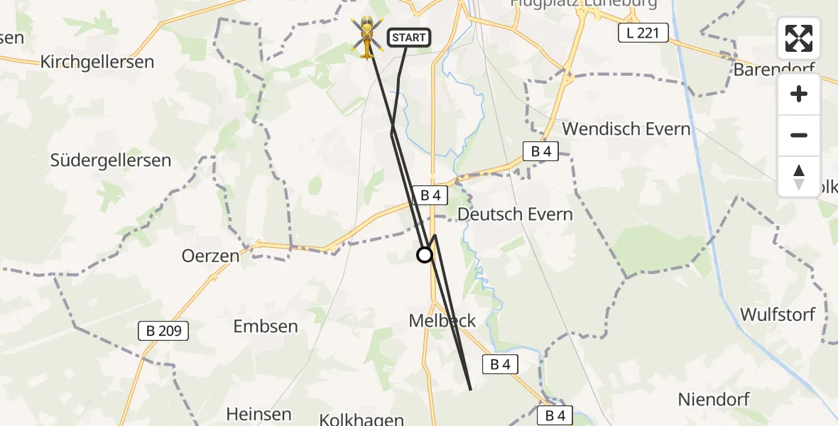 Flugroute Rettungshubschrauber Lüneburg - Lüneburg, 28 April 2026, 08:33